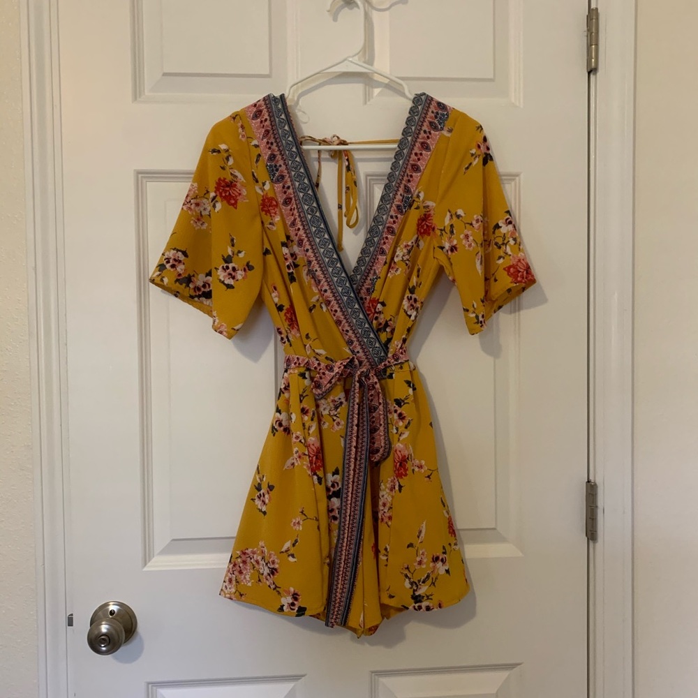 Yellow floral romper